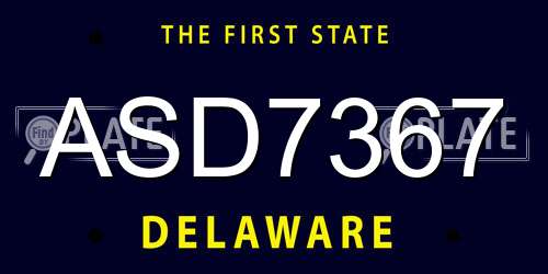 ASD7367 Delaware License Plate