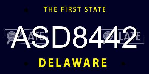 ASD8442 Delaware License Plate