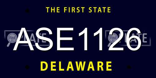 ASE1126 Delaware License Plate