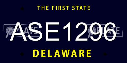 ASE1296 Delaware License Plate