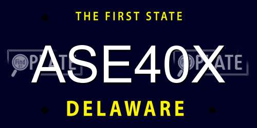 ASE40X Delaware License Plate