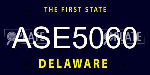 ASE5060 Delaware License Plate