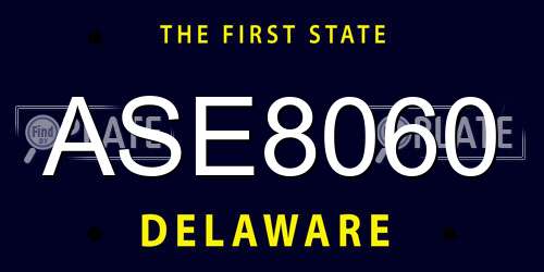 ASE8060 Delaware License Plate