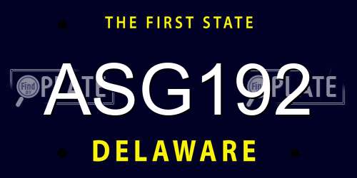 ASG192 Delaware License Plate