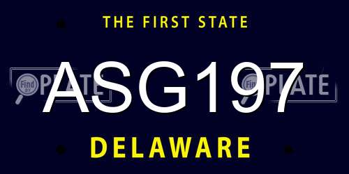 ASG197 Delaware License Plate