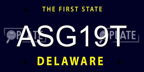 ASG19T Delaware License Plate