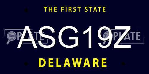ASG19Z Delaware License Plate