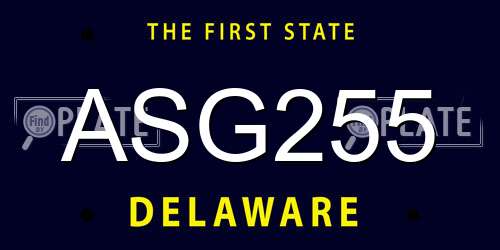 ASG255 Delaware License Plate