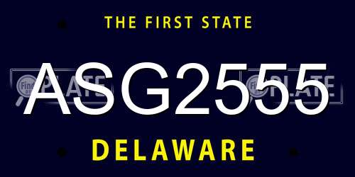 ASG2555 Delaware License Plate