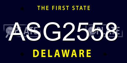 ASG2558 Delaware License Plate