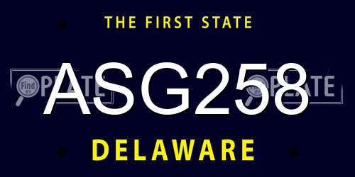 ASG258 Delaware License Plate