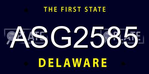 ASG2585 Delaware License Plate