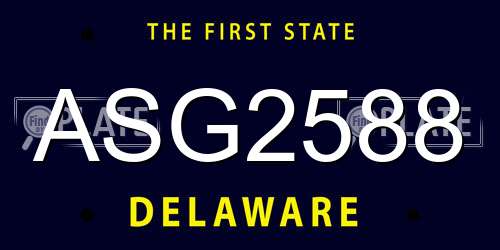 ASG2588 Delaware License Plate
