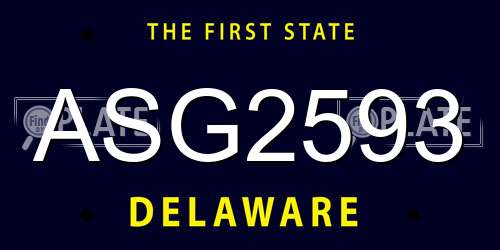 ASG2593 Delaware License Plate
