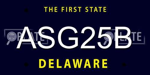 ASG25B Delaware License Plate