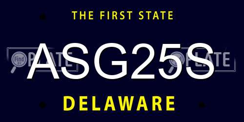 ASG25S Delaware License Plate