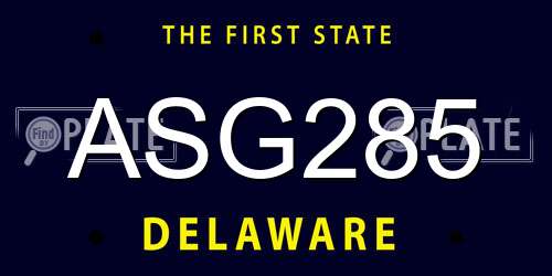 ASG285 Delaware License Plate