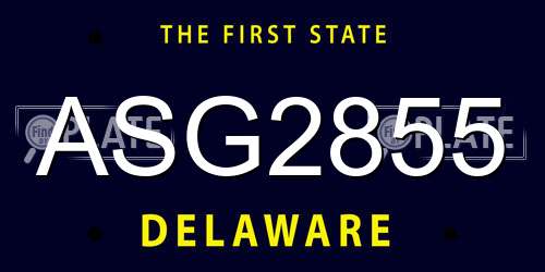 ASG2855 Delaware License Plate