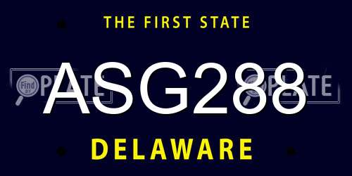 ASG288 Delaware License Plate