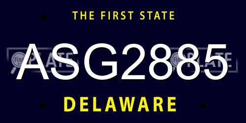ASG2885 Delaware License Plate