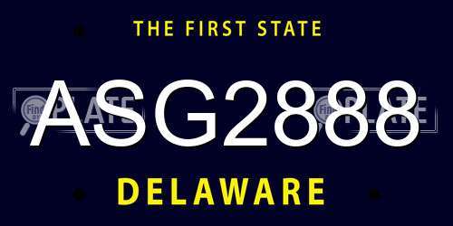 ASG2888 Delaware License Plate