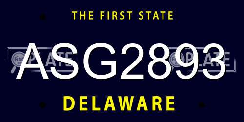 ASG2893 Delaware License Plate