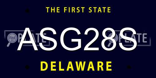 ASG28S Delaware License Plate