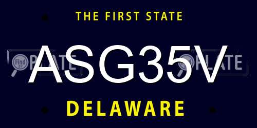 ASG35V Delaware License Plate