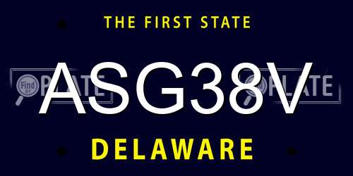 ASG38V Delaware License Plate