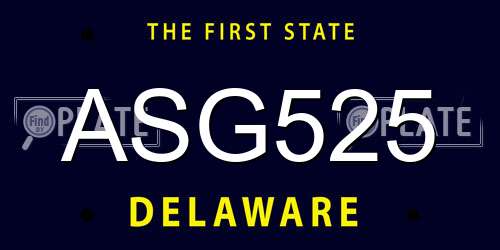 ASG525 Delaware License Plate