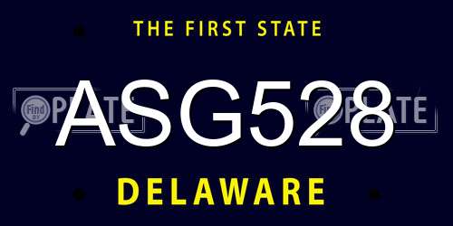 ASG528 Delaware License Plate