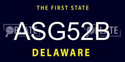 ASG52B Delaware License Plate