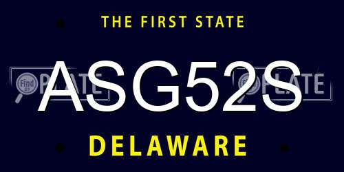 ASG52S Delaware License Plate