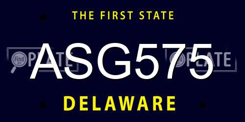 ASG575 Delaware License Plate