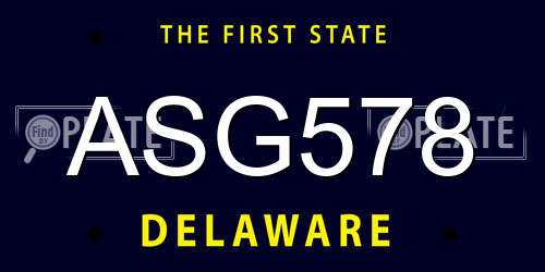 ASG578 Delaware License Plate