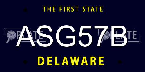 ASG57B Delaware License Plate