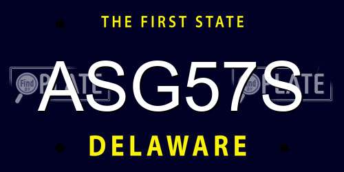 ASG57S Delaware License Plate