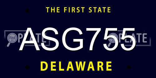ASG755 Delaware License Plate