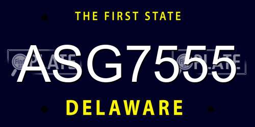 ASG7555 Delaware License Plate