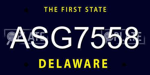 ASG7558 Delaware License Plate