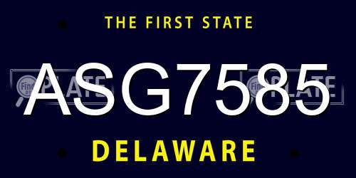 ASG7585 Delaware License Plate