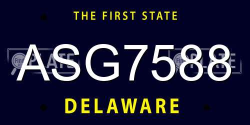 ASG7588 Delaware License Plate