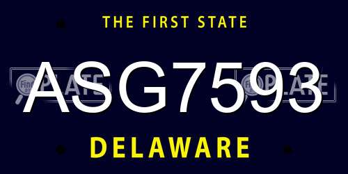 ASG7593 Delaware License Plate