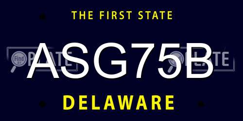 ASG75B Delaware License Plate