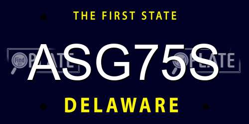 ASG75S Delaware License Plate