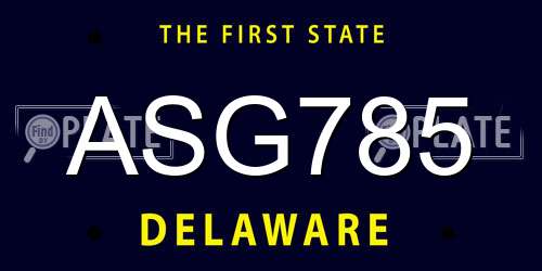ASG785 Delaware License Plate