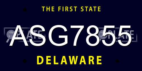 ASG7855 Delaware License Plate
