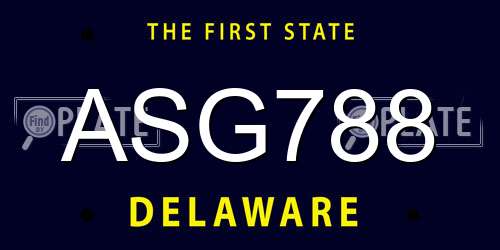 ASG788 Delaware License Plate