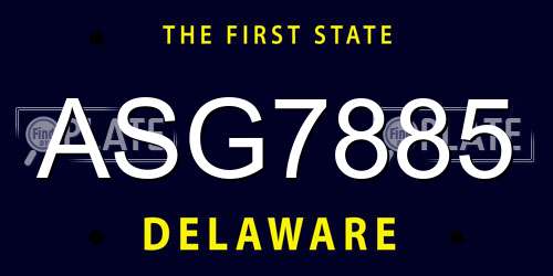 ASG7885 Delaware License Plate