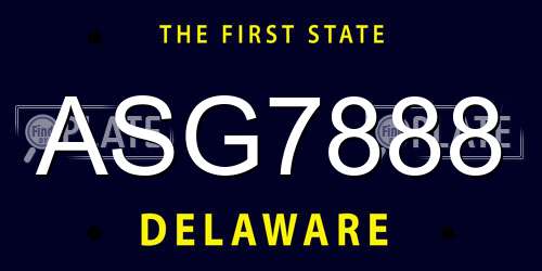 ASG7888 Delaware License Plate